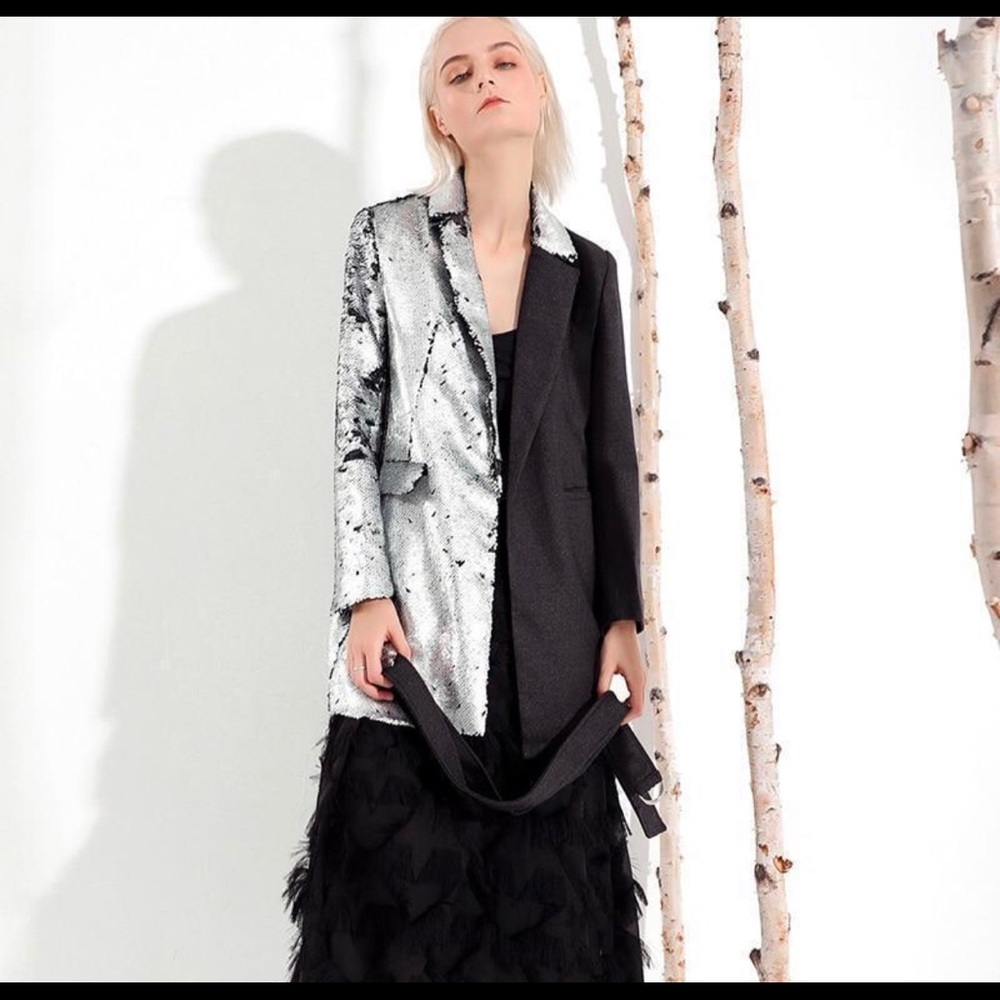 Marigold Shadows Hisano Sequins Split Bandage Coat